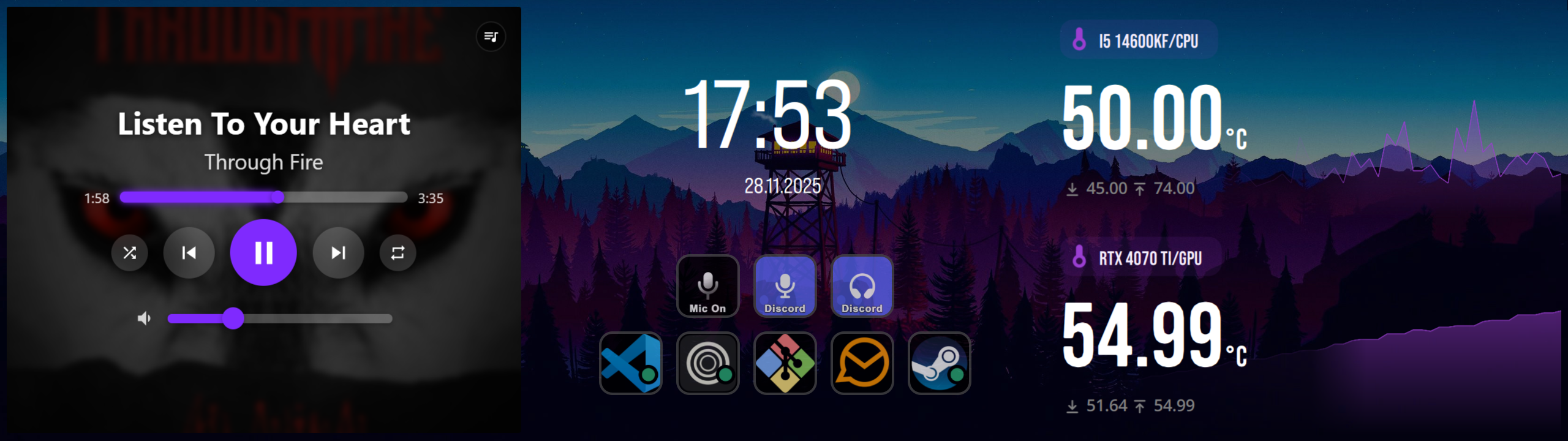 Cxeify Widget in iCUE - Playing